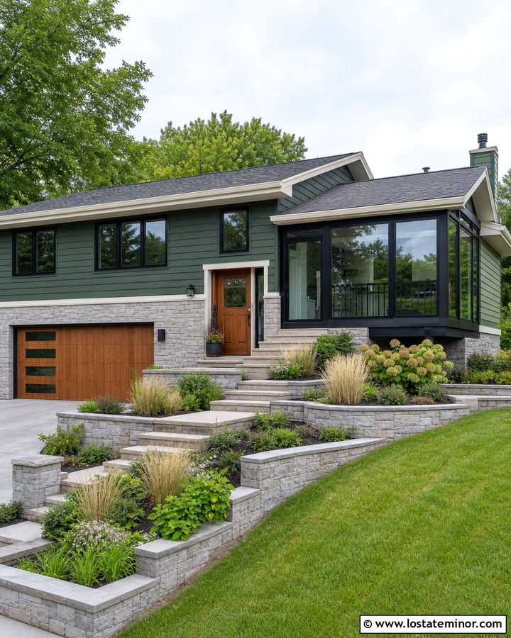 Hunter Green Split Level With Walkout Sunroom - 30 Hunter Green House Design With Sunroom Ideas