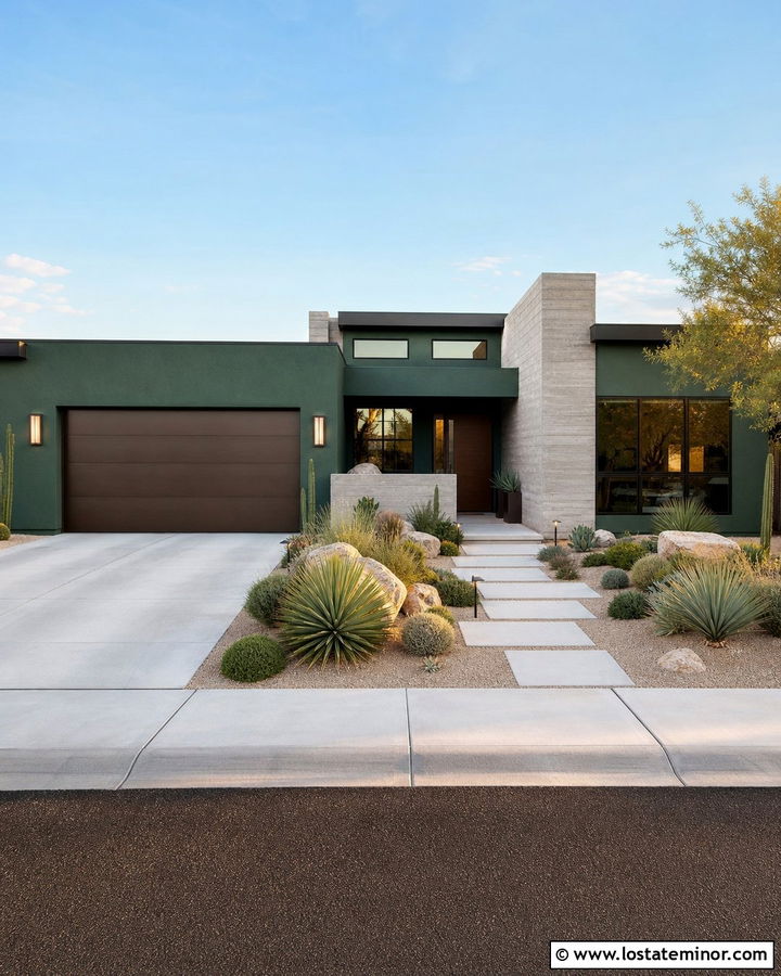 Hunter Green Stucco House With Bronze Window Frames - 30 Hunter Green House Design With Window Frames Ideas