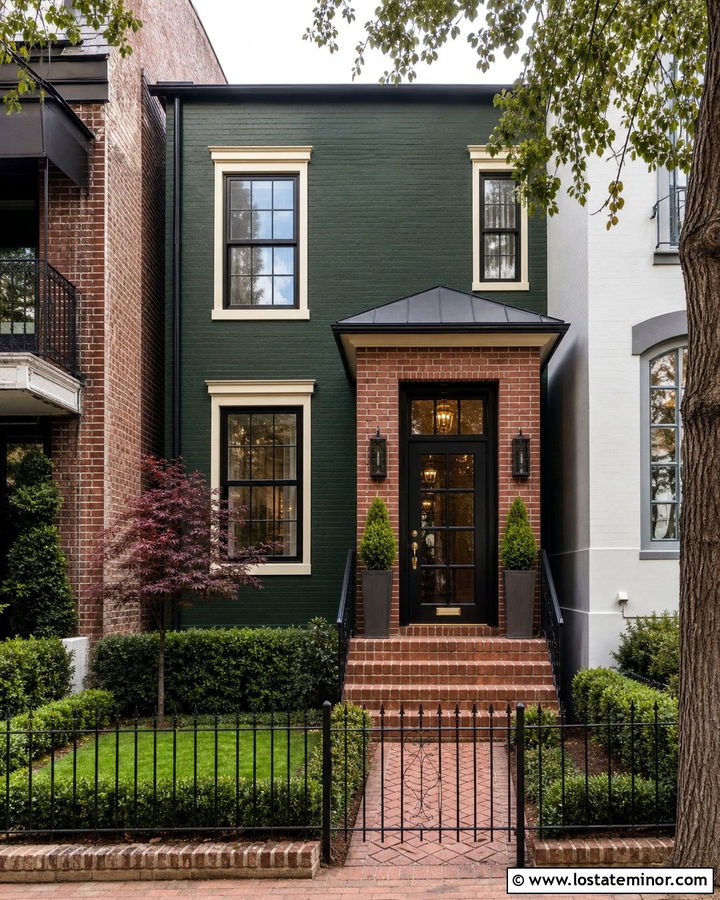 Hunter Green Townhouse With Brick Portico - 30 Hunter Green House Design With Portico Ideas