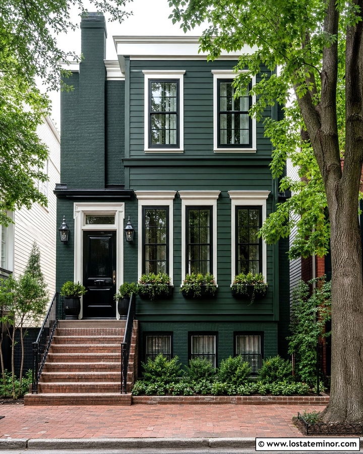 Hunter Green Townhouse With Narrow Brick Steps - 30 Hunter Green House Design With Steps Ideas