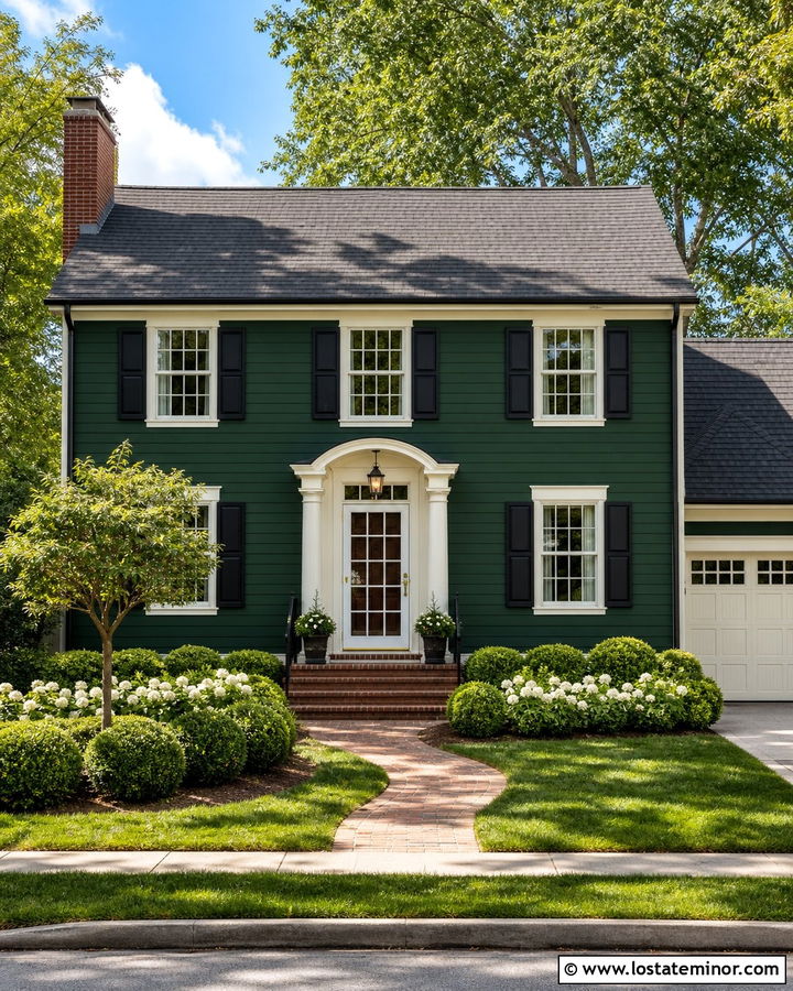 Hunter Green Traditional House With Divided Light Storm Door - 30 Hunter Green House Design With Storm Door Ideas