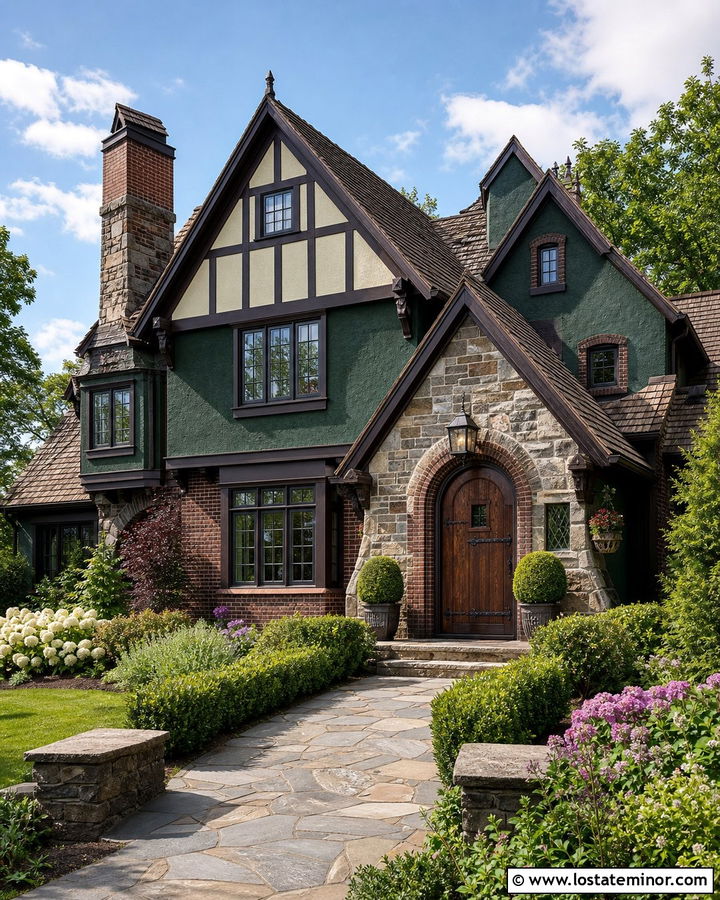 Hunter Green Tudor With Arched Dutch Door - 30 Hunter Green House Design With Dutch Door Ideas