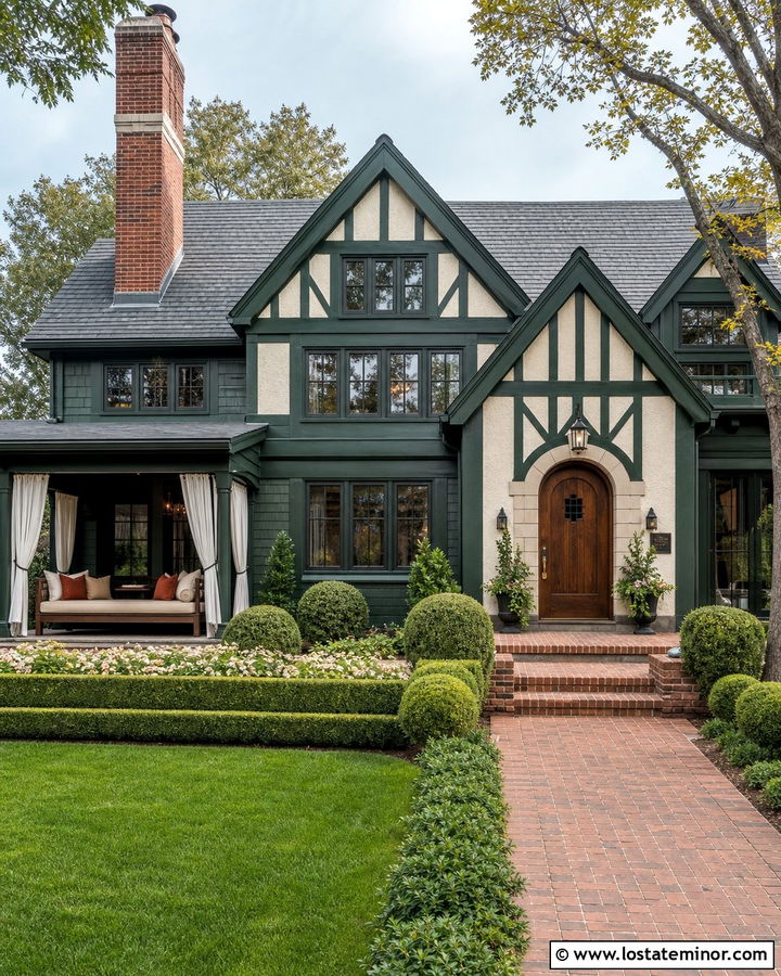 Hunter Green Tudor With Canopy Daybed - 30 Hunter Green House Design With Daybed Ideas