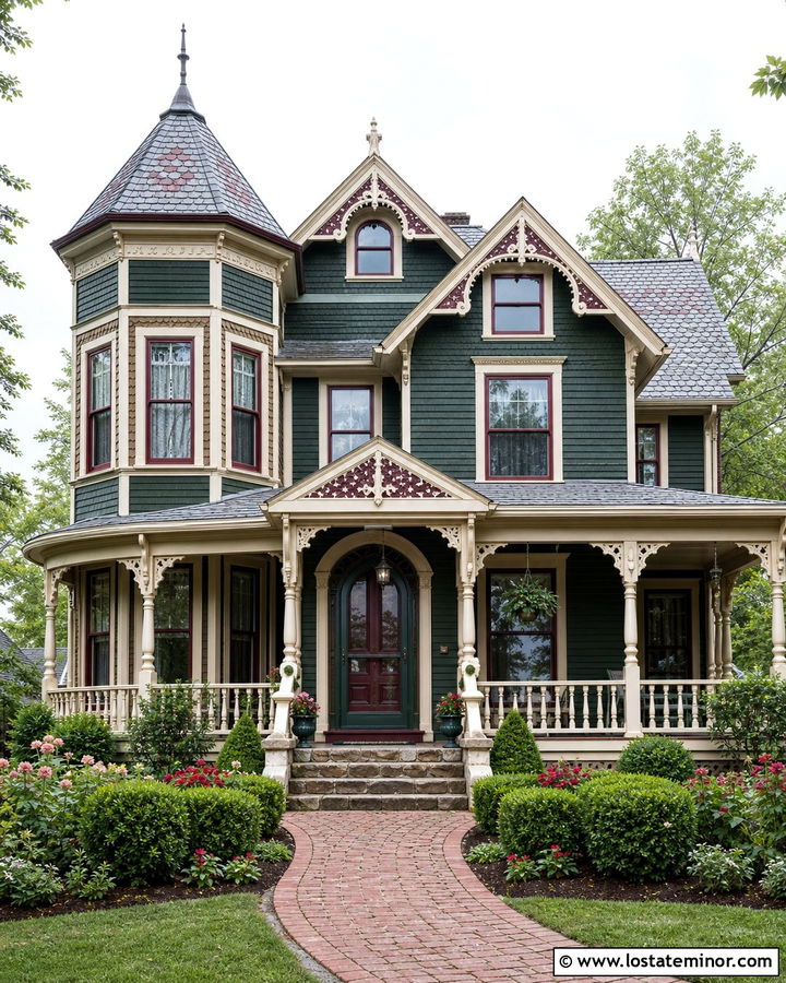 Hunter Green Victorian With Arched Storm Door - 30 Hunter Green House Design With Storm Door Ideas