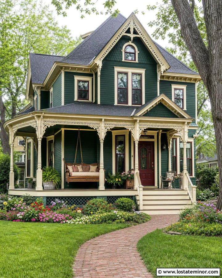 Hunter Green Victorian With Carved Daybed - 30 Hunter Green House Design With Daybed Ideas