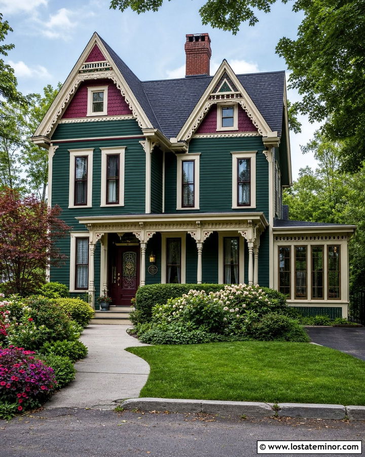 Hunter Green Victorian With Decorative Sunroom - 30 Hunter Green House Design With Sunroom Ideas