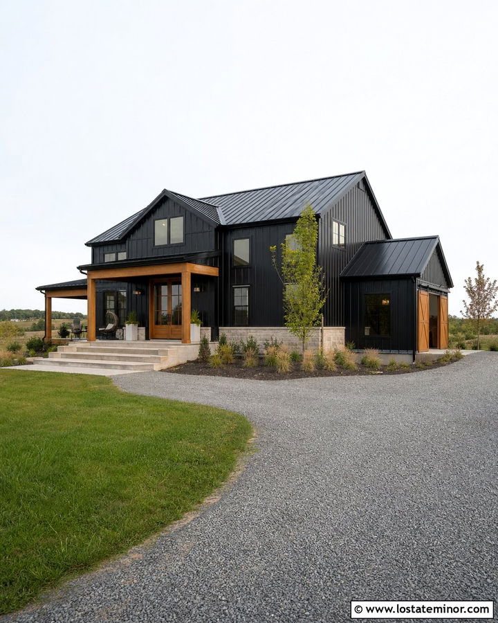 Jet Black Barndominium Metal Siding - 30 Jet Black House Design With Siding Ideas