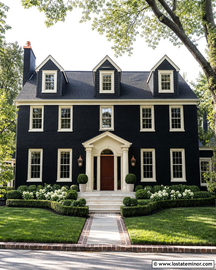 Jet Black Brick House With Clad Dormers - 30 Jet Black House Design With Dormers Ideas