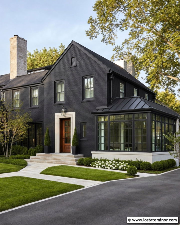 Jet Black Brick House With Steel Sunroom - 30 Jet Black House Design With Sunroom Ideas