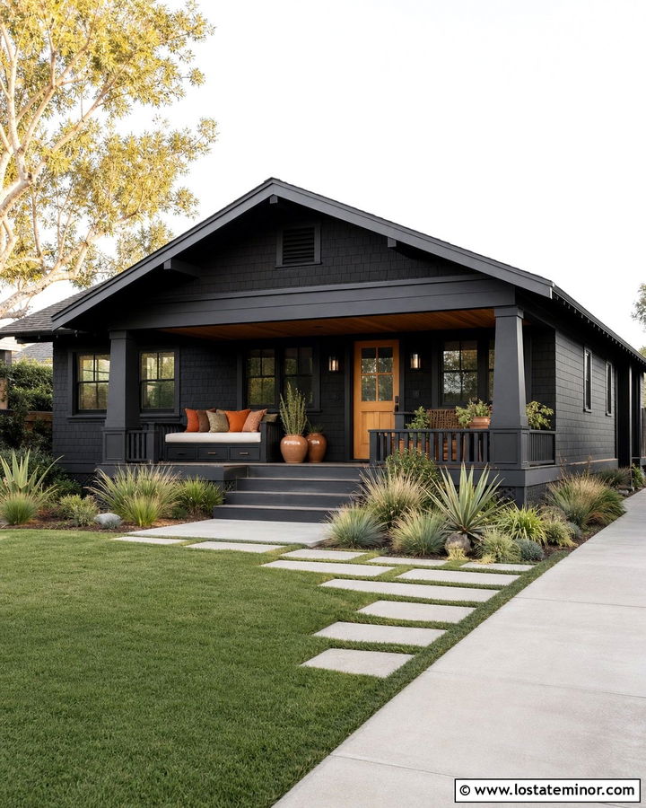 Jet Black Bungalow With Built In Daybed - 30 Jet Black House Design With Daybed Ideas