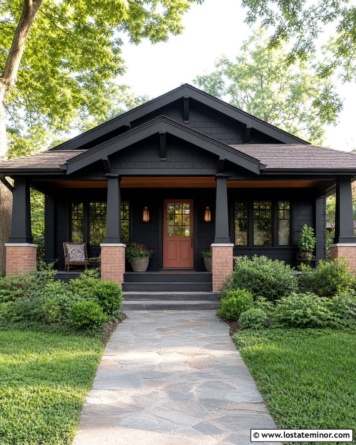 Jet Black Bungalow With Terracotta Dutch Door - 30 Jet Black House Design With Dutch Door Ideas