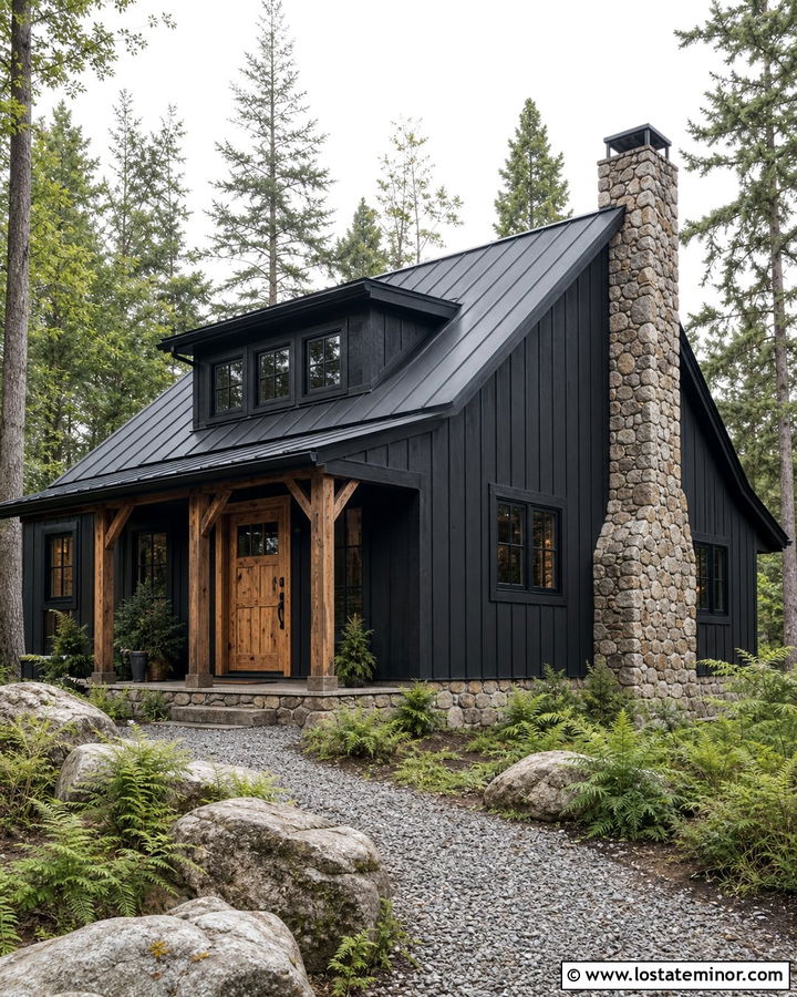 Jet Black Cabin With Rustic Dutch Door - 30 Jet Black House Design With Dutch Door Ideas