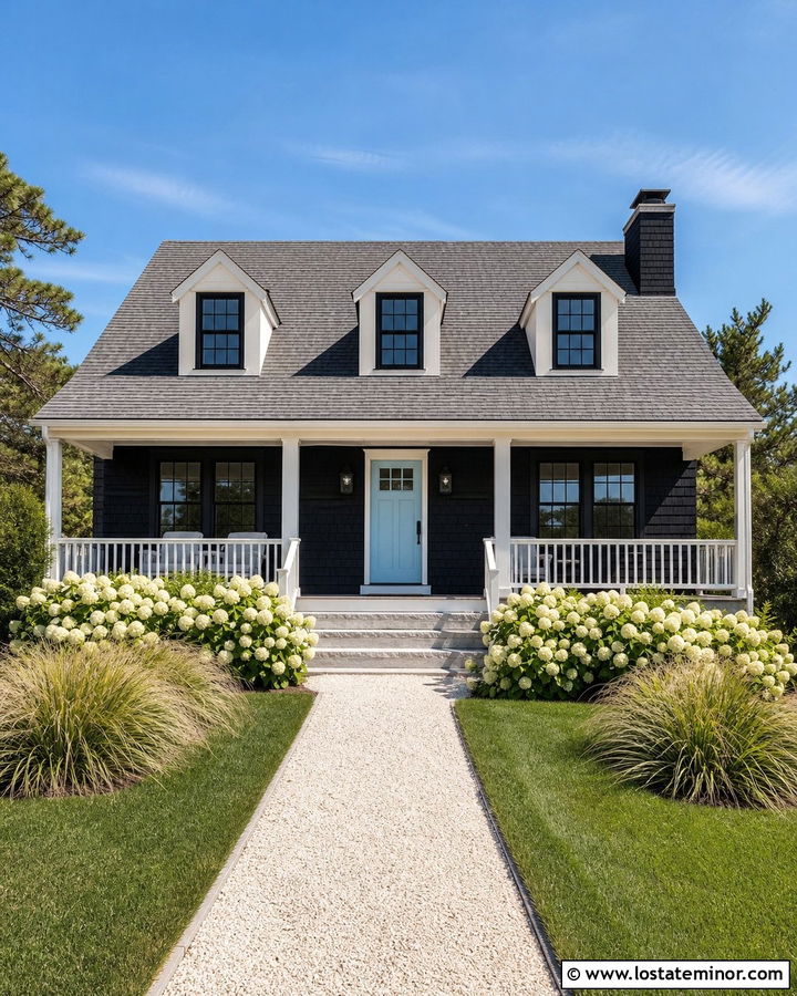 Jet Black Cape Cod House With Black Window Frames - 30 Jet Black House Design With Window Frames Ideas
