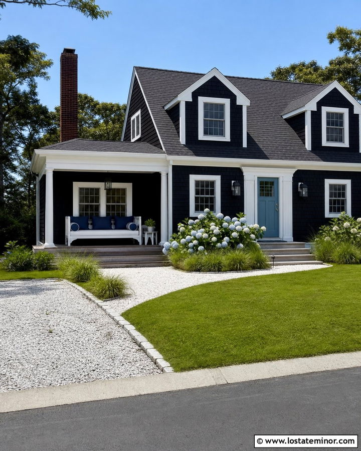 Jet Black Cape Cod With Blue Daybed Cushions - 30 Jet Black House Design With Daybed Ideas