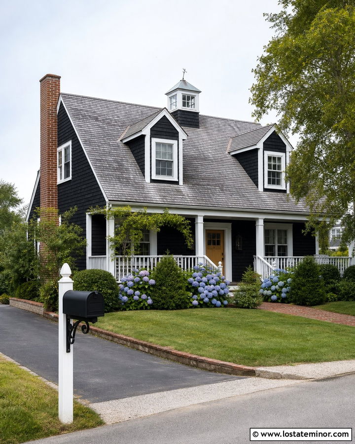 Jet Black Cape Cod With White Post Mailbox - 30 Jet Black House Design With Mailbox Ideas