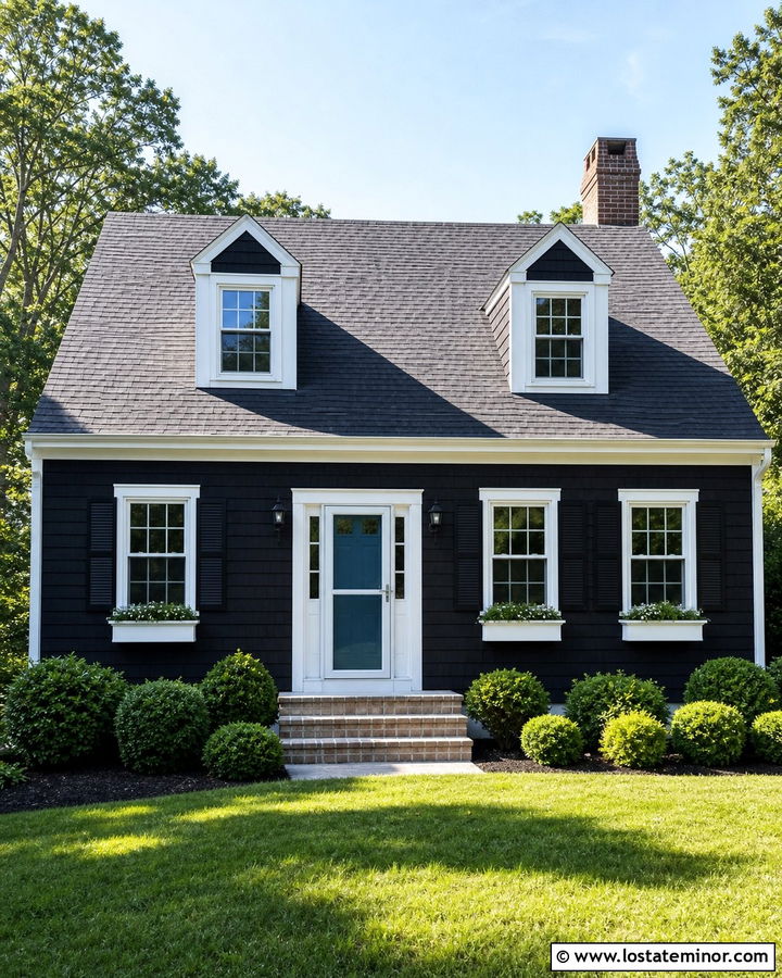 Jet Black Cape Cod With White Storm Door - 30 Jet Black House Design With Storm Door Ideas