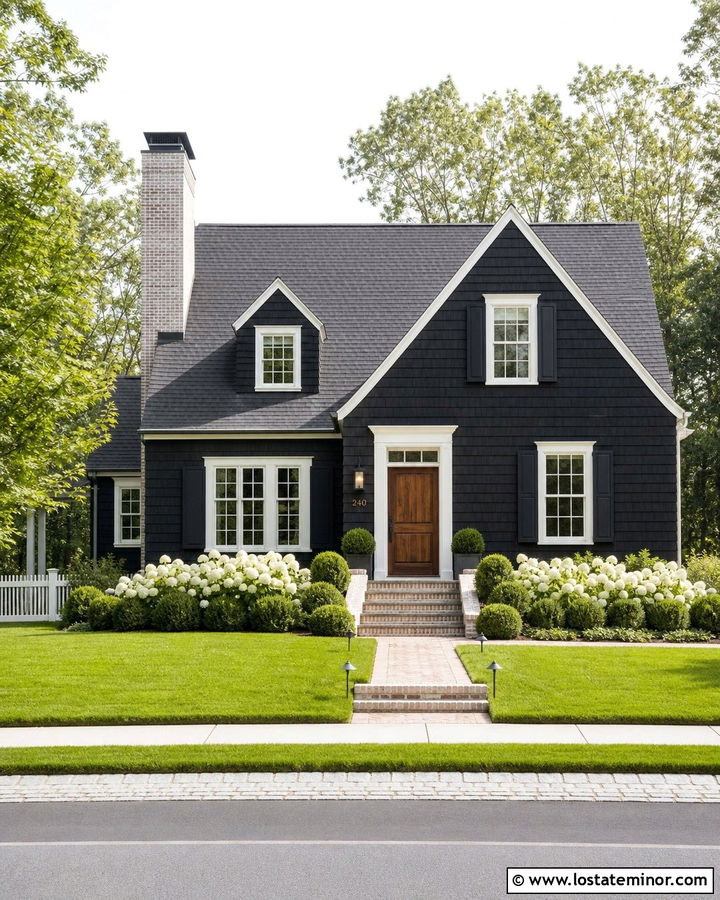 Jet Black Cape Cod With Whitewashed Brick - 30 Jet Black House Design With Brick Accents Ideas