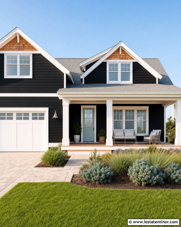 Jet Black Coastal House With Aqua Dutch Door - 30 Jet Black House Design With Dutch Door Ideas