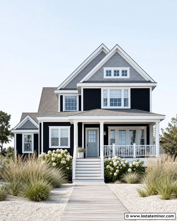 Jet Black Coastal House With Weathered Cedar Shakes - 30 Jet Black House Design With Cedar Shake Ideas