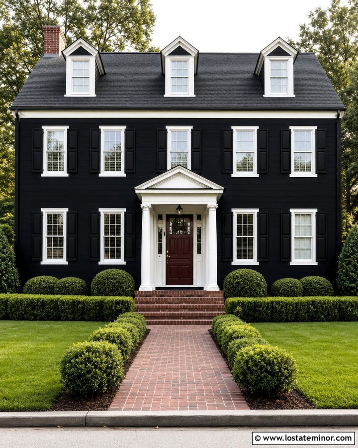 Jet Black Colonial With Red Dutch Door - 30 Jet Black House Design With Dutch Door Ideas