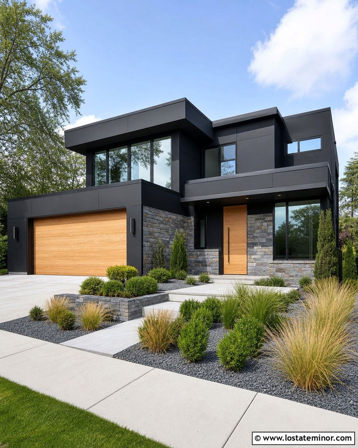 Jet Black Contemporary House With Bluestone Wainscoting - 30 Jet Black House Design With Wainscoting Ideas