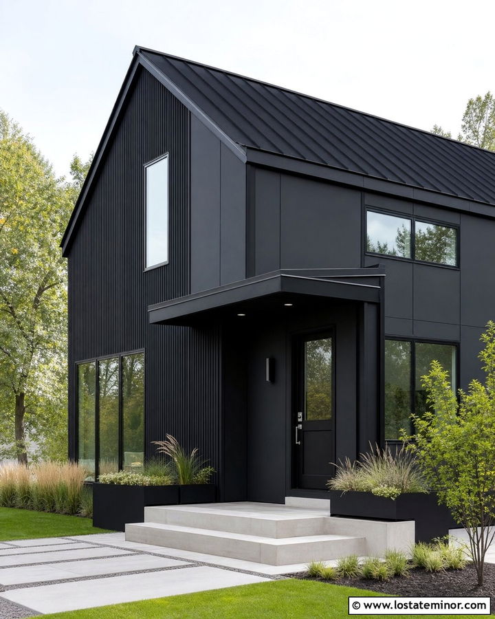 Jet Black Contemporary House With Glass Dutch Door - 30 Jet Black House Design With Dutch Door Ideas