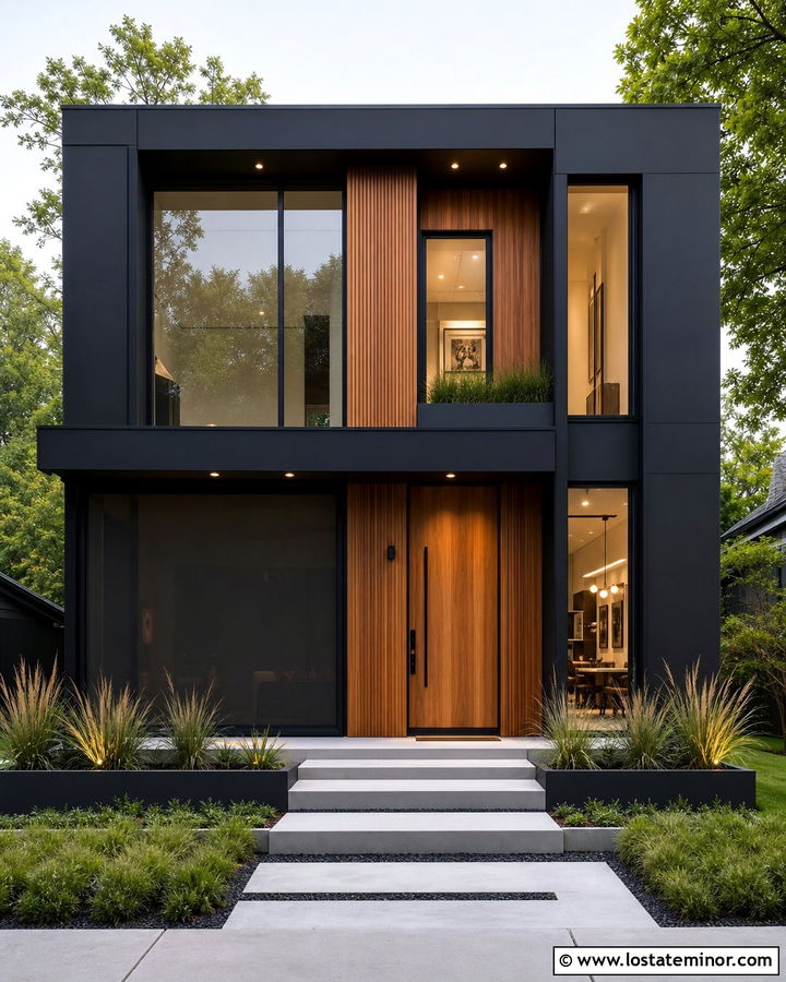 Jet Black Contemporary House With Retractable Screen Door - 30 Jet Black House Design With Screen Door Ideas
