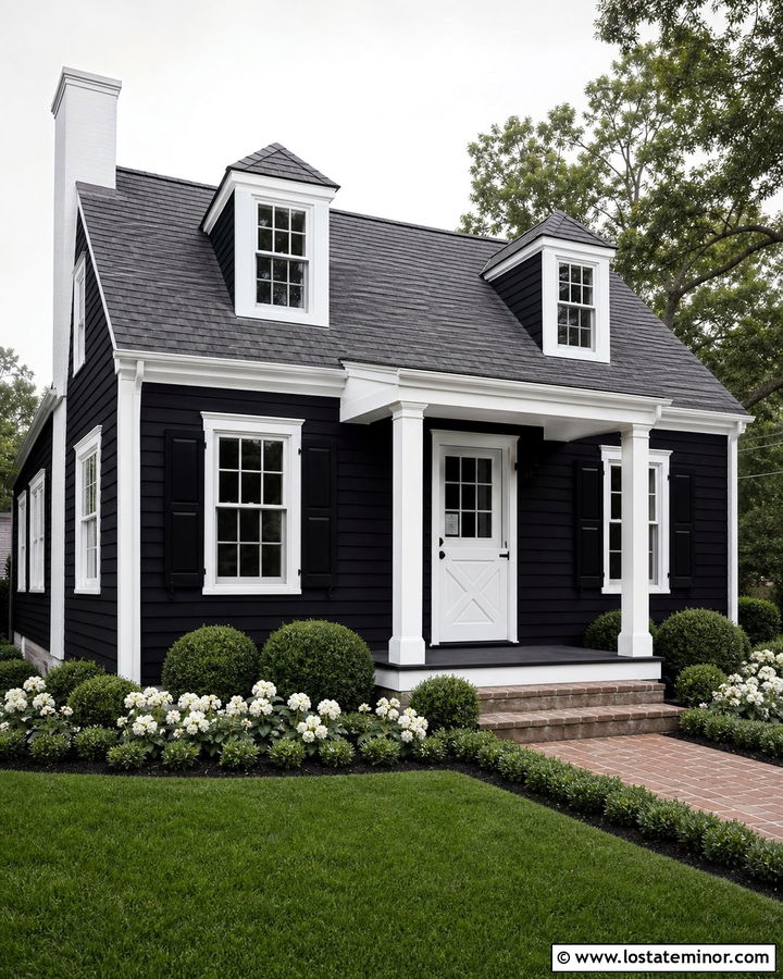 Jet Black Cottage With White Dutch Door - 30 Jet Black House Design With Dutch Door Ideas