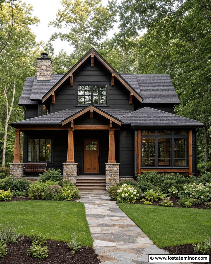 Jet Black Craftsman House With Wood Sunroom - 30 Jet Black House Design With Sunroom Ideas