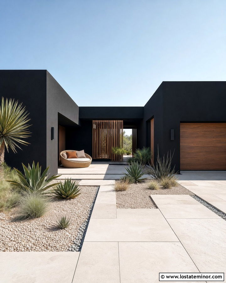 Jet Black Desert House With Round Daybed - 30 Jet Black House Design With Daybed Ideas