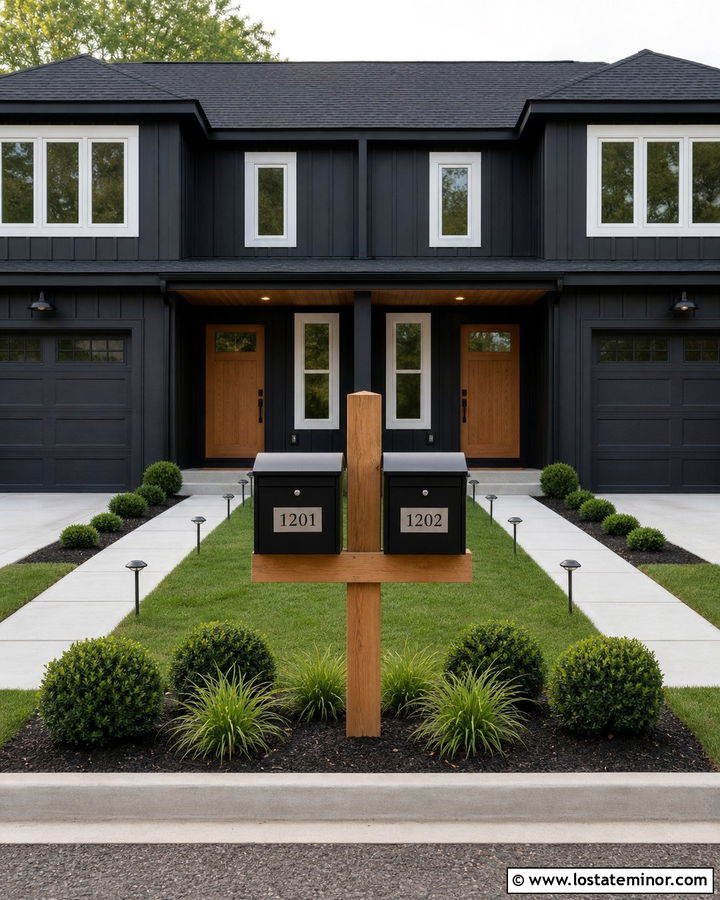 Jet Black Duplex With Double Mailbox - 30 Jet Black House Design With Mailbox Ideas