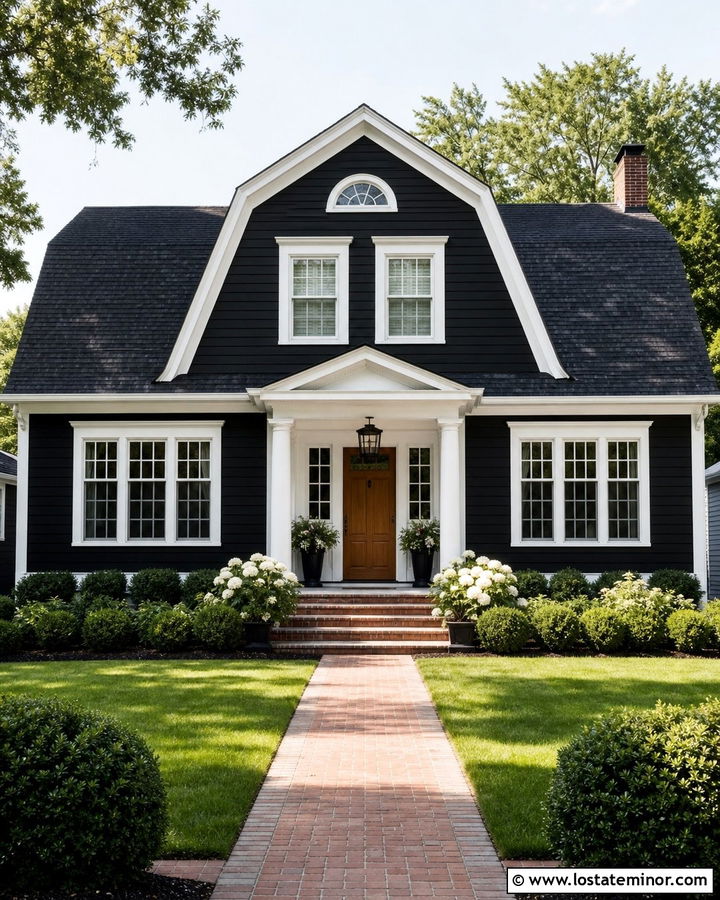 Jet Black Dutch Colonial With Gambrel Dormers - 30 Jet Black House Design With Dormers Ideas