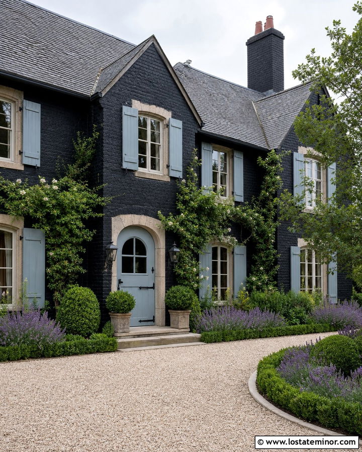 Jet Black French Country House With Blue Dutch Door - 30 Jet Black House Design With Dutch Door Ideas