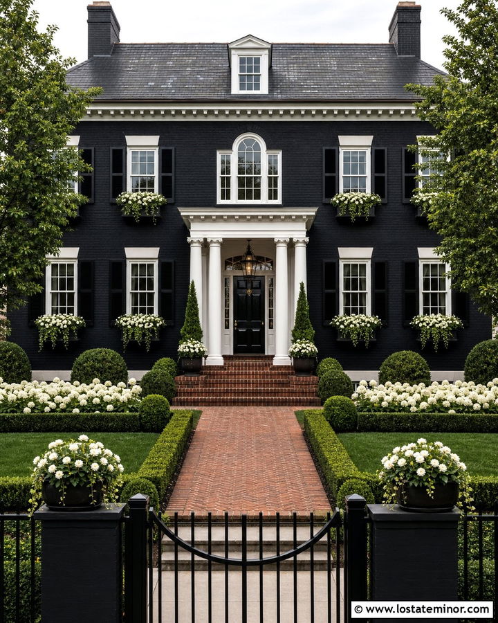Jet Black Georgian House With Formal Window Boxes - 30 Jet Black House Design With Window Boxes Ideas