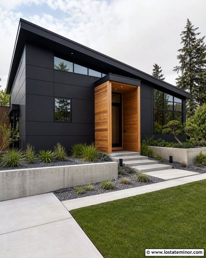 Jet Black House With Black Shed Roof - 30 Jet Black House Design With Roof Ideas