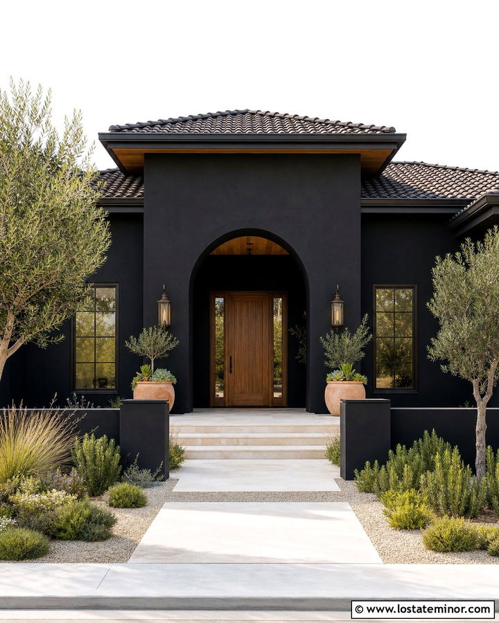 Jet Black House With Black Tile Roof - 30 Jet Black House Design With Roof Ideas
