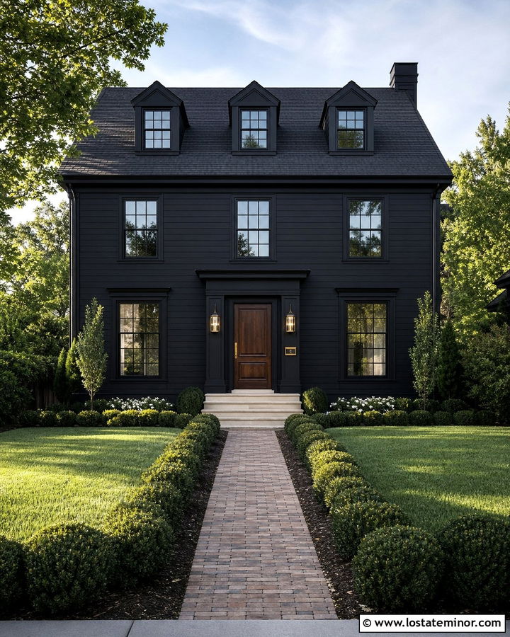 Jet Black House With Brass Accents - 30 Jet Black House Design With Accents Ideas