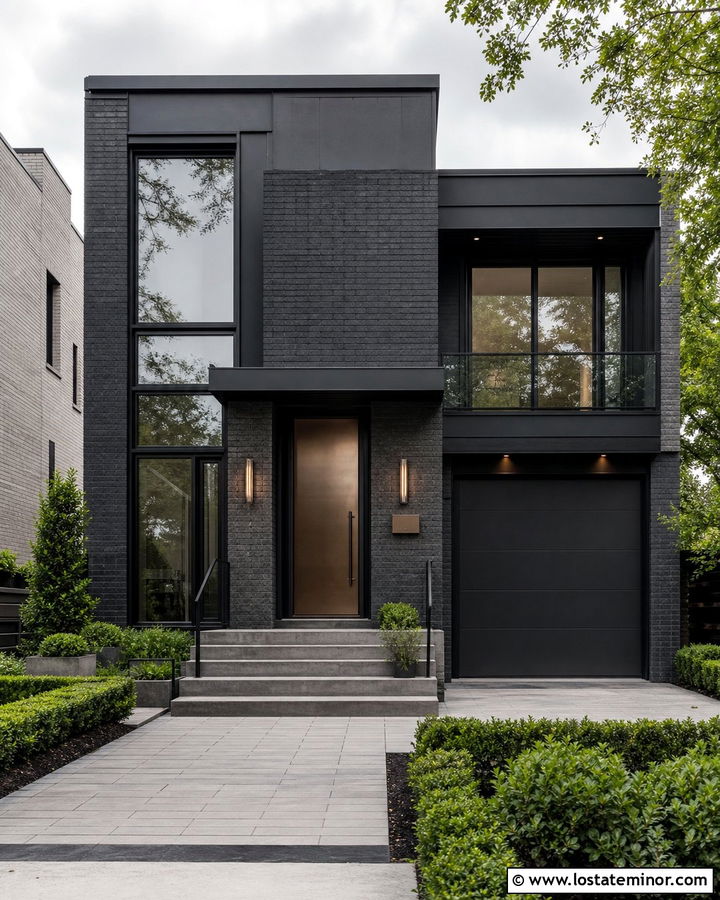 Jet Black House With Bronze Front Door - 30 Jet Black House Design With Front Door Ideas