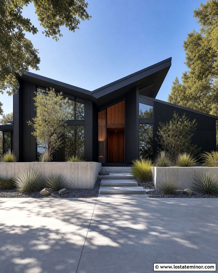Jet Black House With Butterfly Roof - 30 Jet Black House Design With Roof Ideas