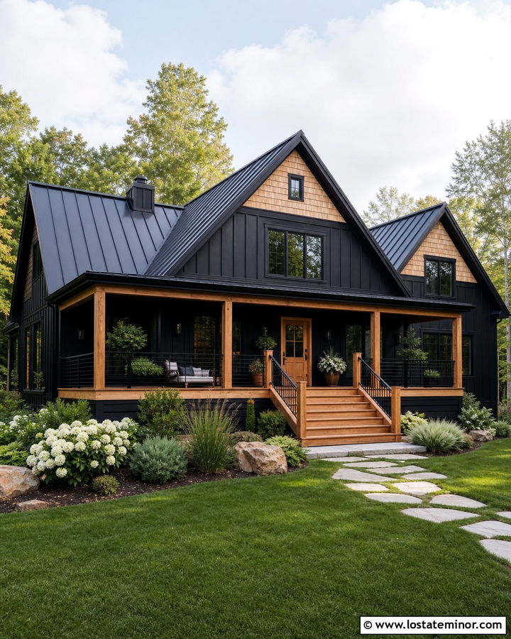 Jet Black House With Cedar Shake Deck - 30 Jet Black House Design With Cedar Shake Ideas