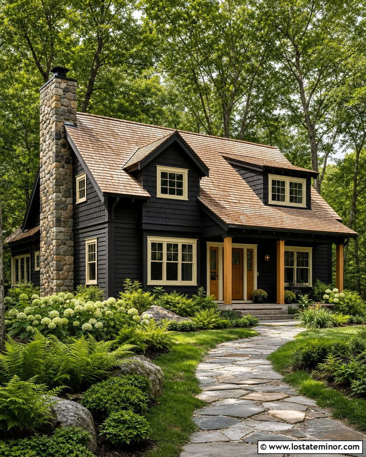 Jet Black House With Cedar Shake Roof - 30 Jet Black House Design With Roof Ideas