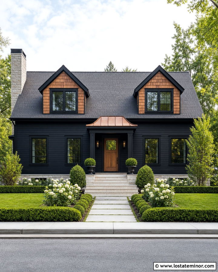 Jet Black House With Cedar Shakes And Copper Roofing - 30 Jet Black House Design With Cedar Shake Ideas