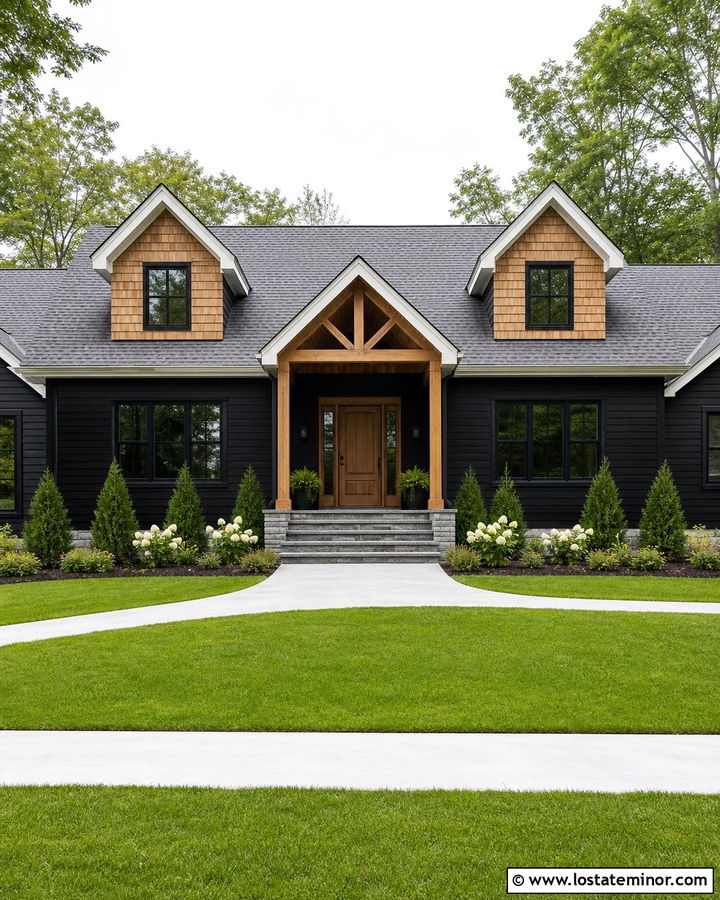 Jet Black House With Cedar Shakes And Gray Roof - 30 Jet Black House Design With Cedar Shake Ideas