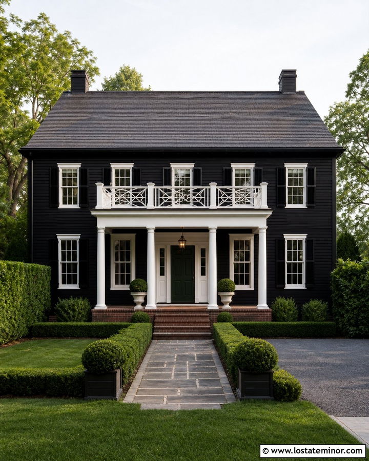 Jet Black House With Chippendale Railings - 30 Jet Black House Design With Railings Ideas