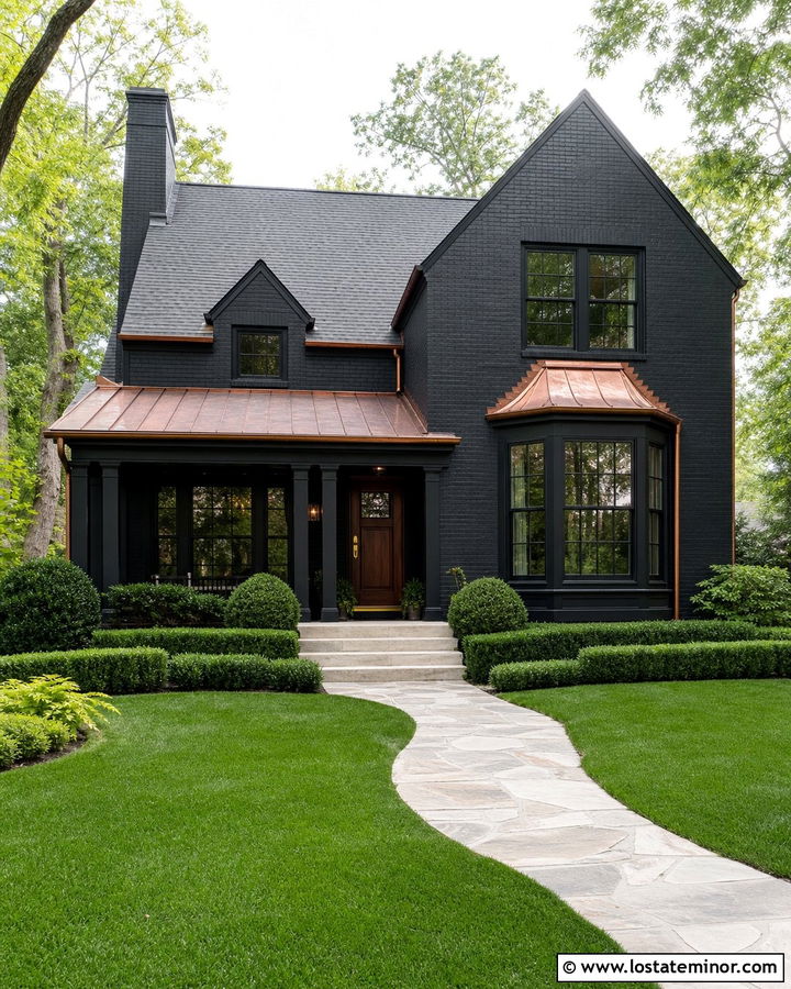 Jet Black House With Copper Roof - 30 Jet Black House Design With Roof Ideas