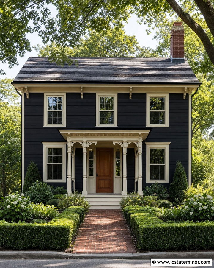 Jet Black House With Cream Accents - 30 Jet Black House Design With Accents Ideas