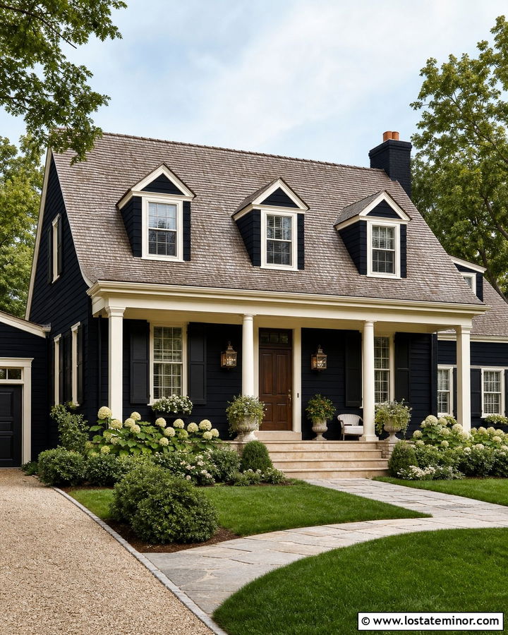 Jet Black House With Cream Porch Ceiling - 30 Jet Black House Design With Porch Ceiling Ideas