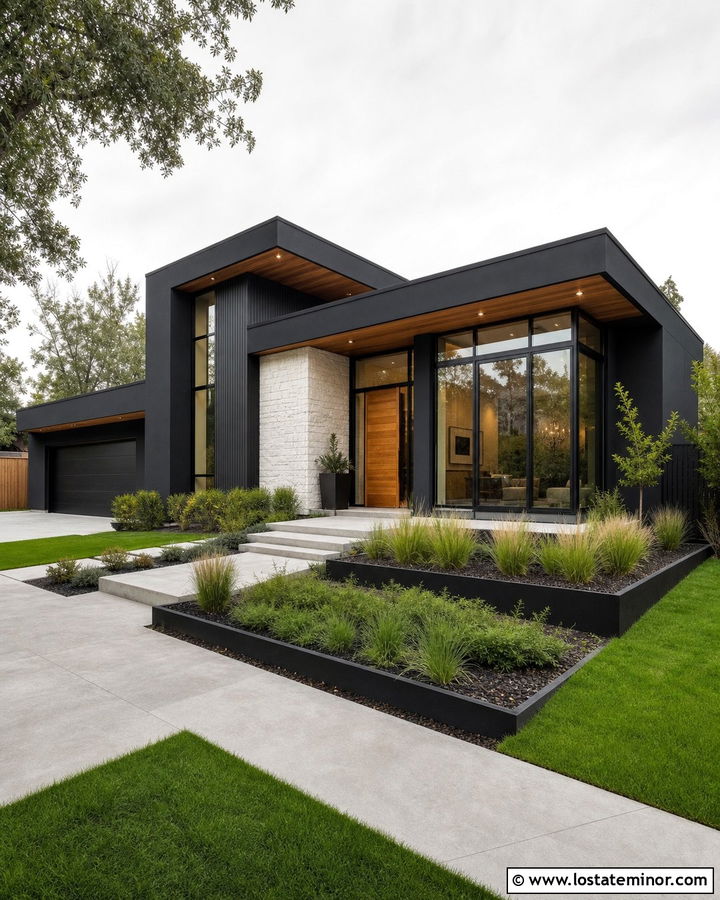 Jet Black House With Flat Roof - 30 Jet Black House Design With Roof Ideas