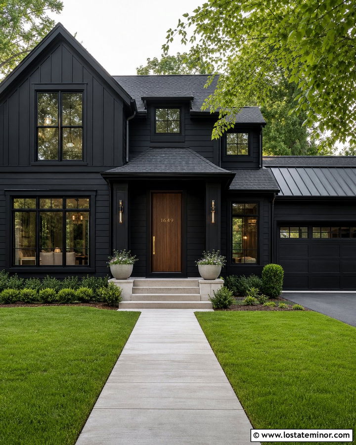 Jet Black House With Numbers On Front Door - 30 Jet Black House Design With House Numbers Ideas