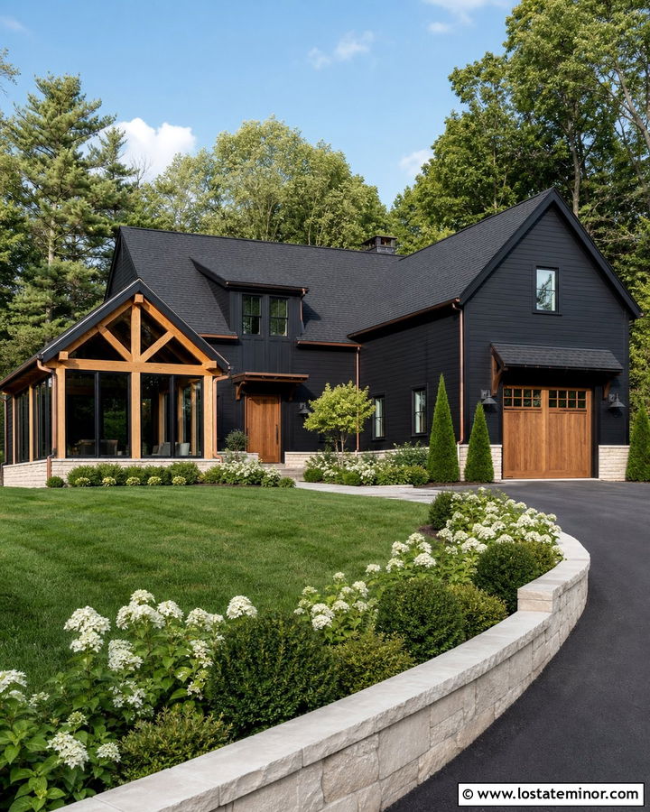 Jet Black House With Oak Framed Sunroom - 30 Jet Black House Design With Sunroom Ideas